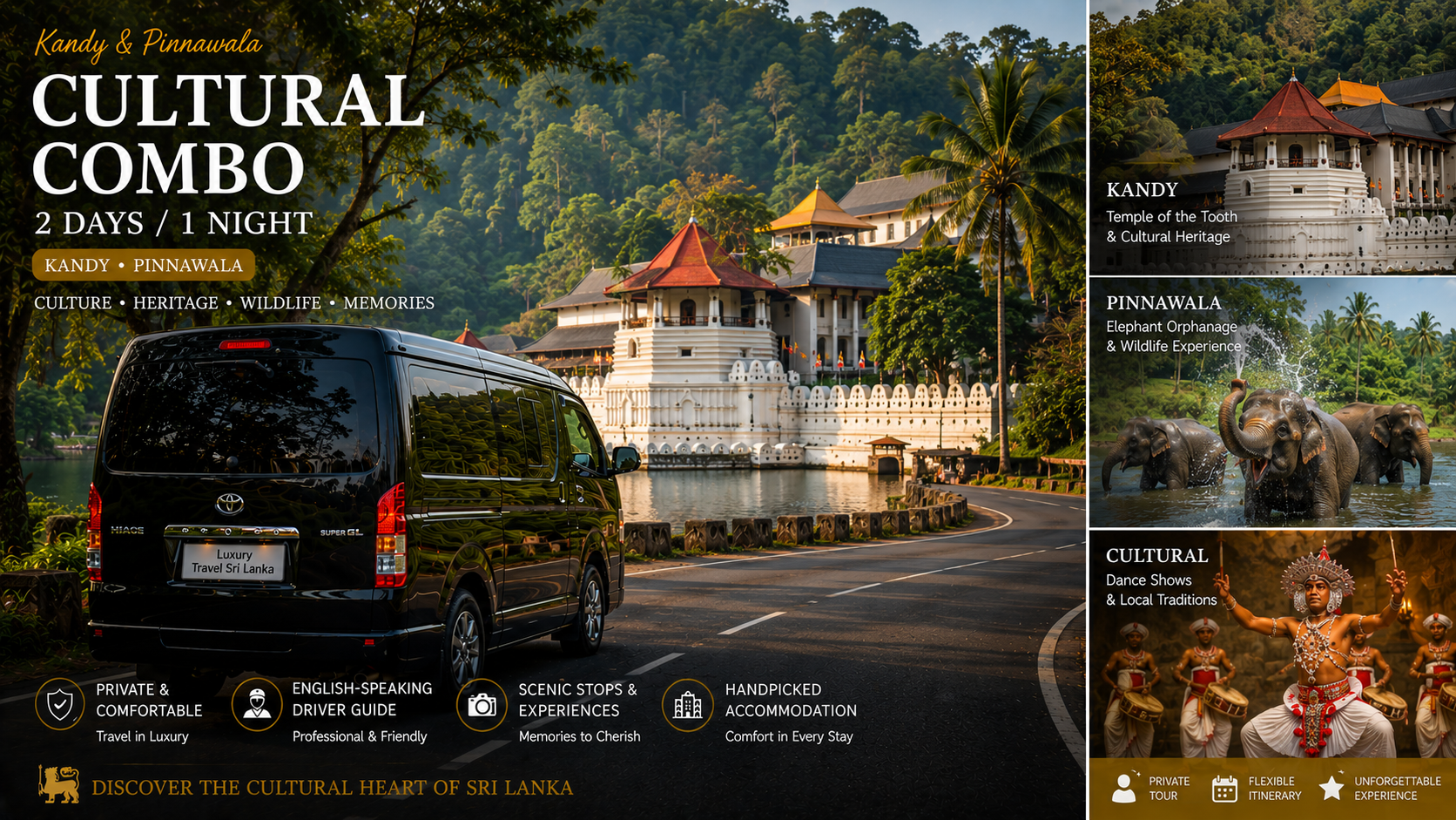 Kandy & Pinnawala Cultural Combo